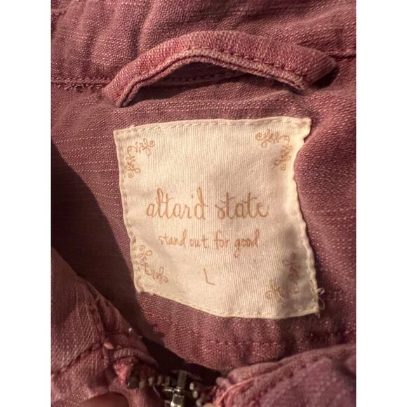 Altar’d State Mauve Raw Hem Peplum Utility Jacket Women’s Size L Lightweight - Picture 11 of 13